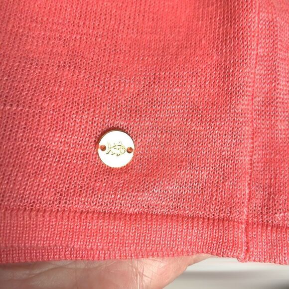 NWOT SOUTHERN TIDE Coral Knit Linen Boat Neck Long Sleeve Oversize Top Blouse M - Picture 4 of 11